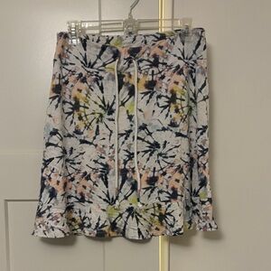 Tribal Jeans Tie-Dye Drawstring Casual Skirt - White Multi